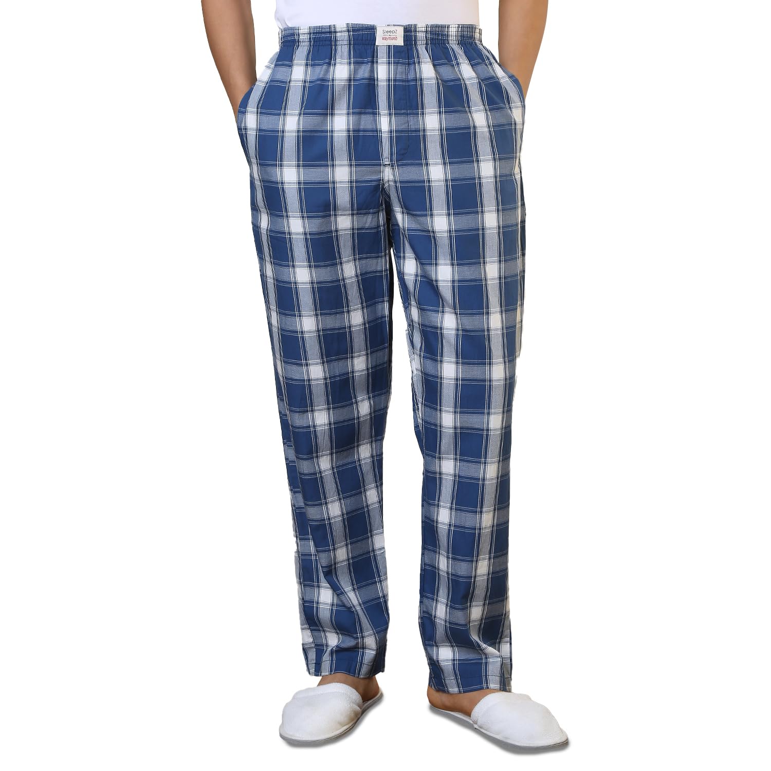Men Flat Front Regular Fit Checks Pattern Pure Cotton Pyjama