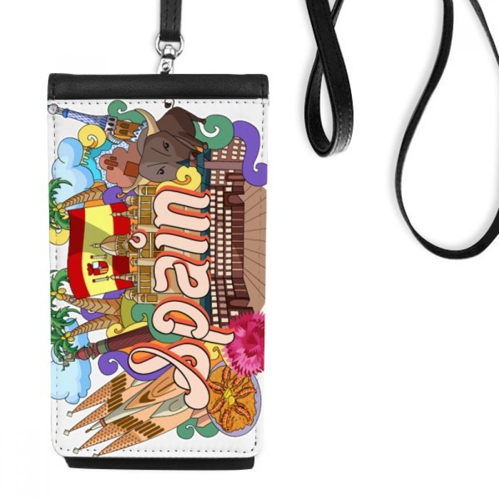Monedero colgante para smartphone de cuero sintético con pintura española Prado negro 4