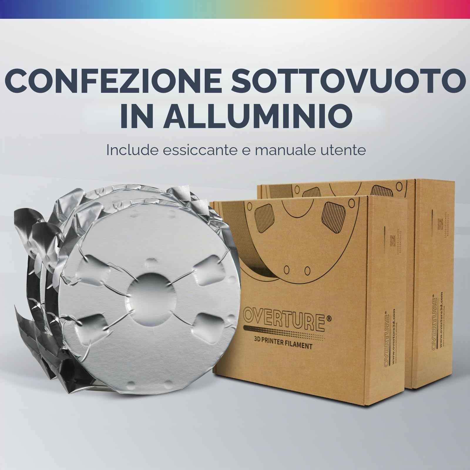 OVERTURE Filamento PETG 1.75mm, 2kg Bobina(4.4lbs), Neatly Wound Rapido PETG Filament per Stampante 3D, Precisione Dimensionale +/- 0.02 mm, 3D Printer Filamento (Grigio Spaziale 1kg*2)