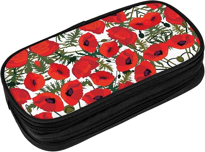 Trousse à Crayons Motif Coccinelle Grande Capacité - 21x9.5x5 Cm, Multiples Compartiments - Pour école, Bureau, Voyages