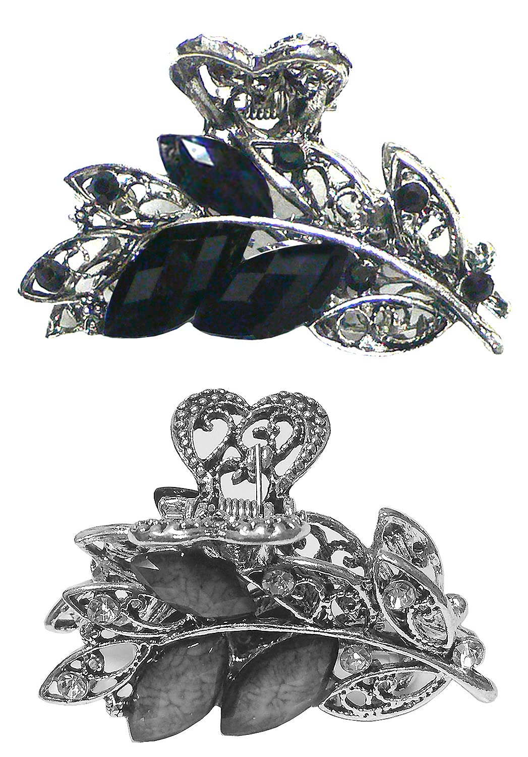 Combo Set of 6 Metal Small Jaw Claw Clips U86420-1521multiJetTaupe1515multiEmerPur-6