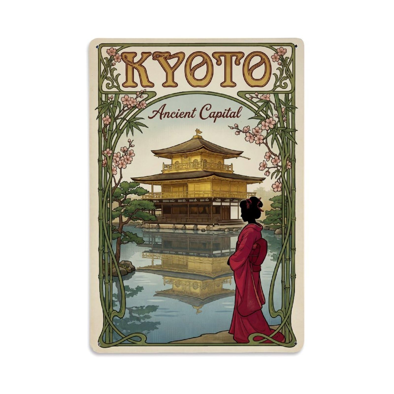 Gead 8X12inch Style Travel Retro Japan Kyoto Metal Tin Sign