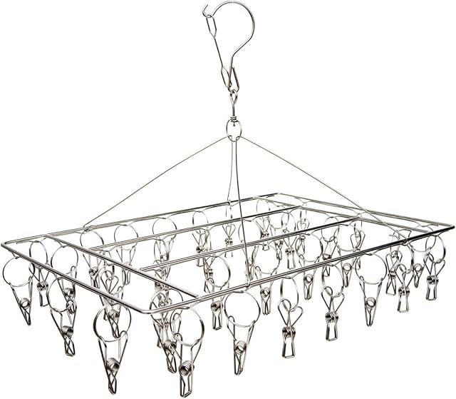WUIIEN 36 Thickened Clip Underwear Sock Hanger Laundry Airer Dryer Rack StainlessSteel