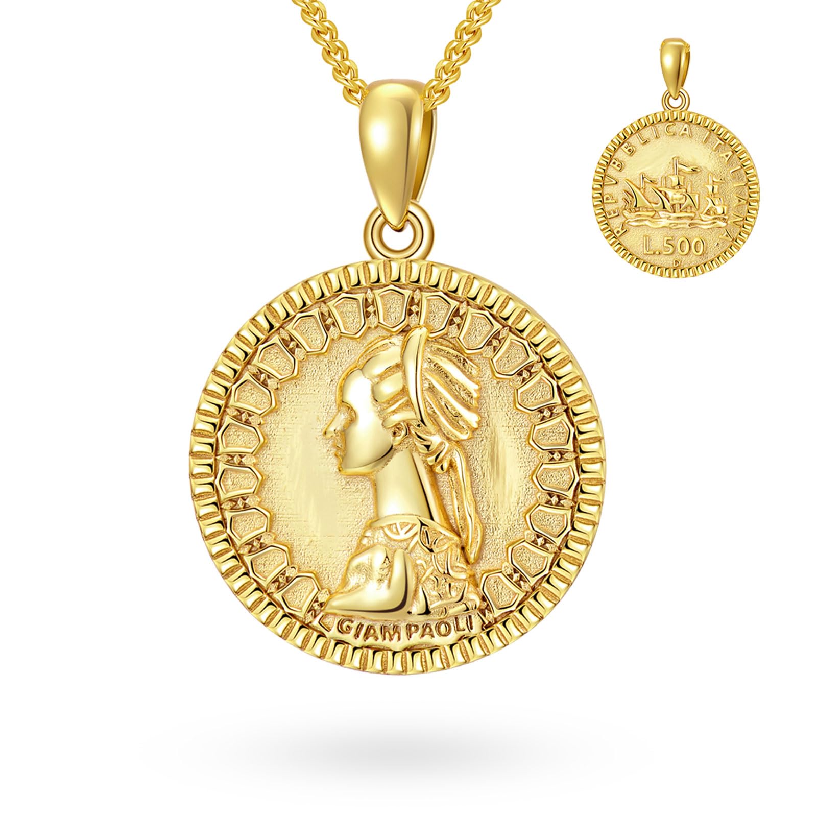 Argento Sterling Placcato Oro Giallo Collana W/ Luna Rider 3D Ciondolo