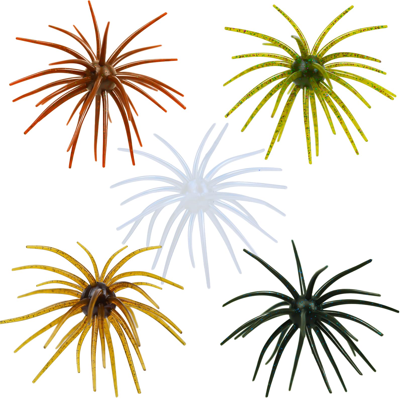 FONMANG Urchin Baits for Bass Fishing, Creature Bait Dice Baits 1.5/2.7/3.5/4.3/5.1 inches Fuzzy Dice Fishing Lures with Rubber Legs, Fishing Lure for Freshwater