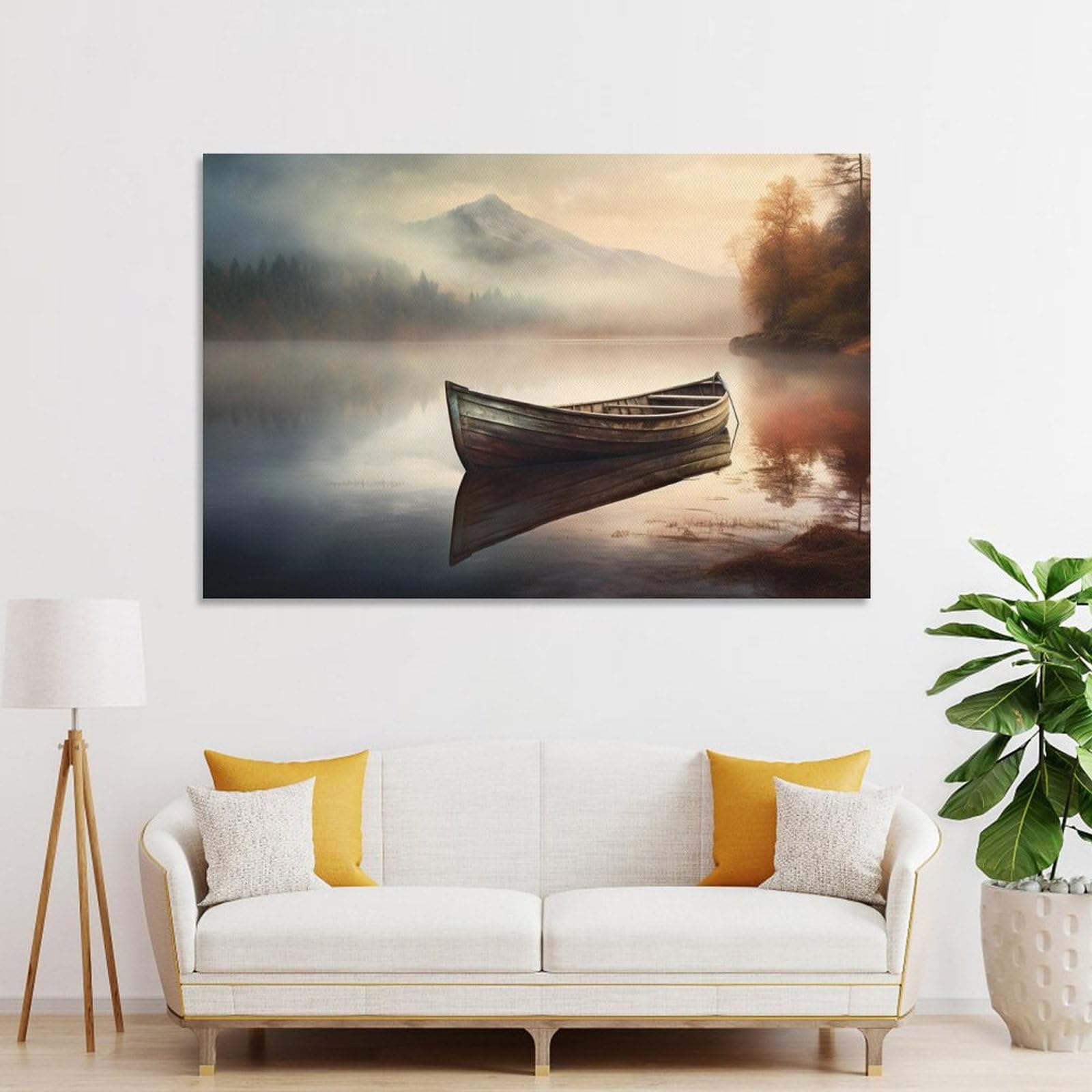 FOCCAR Abstracte Mist Lake View Canvas Prints Wall Art Boot Visser