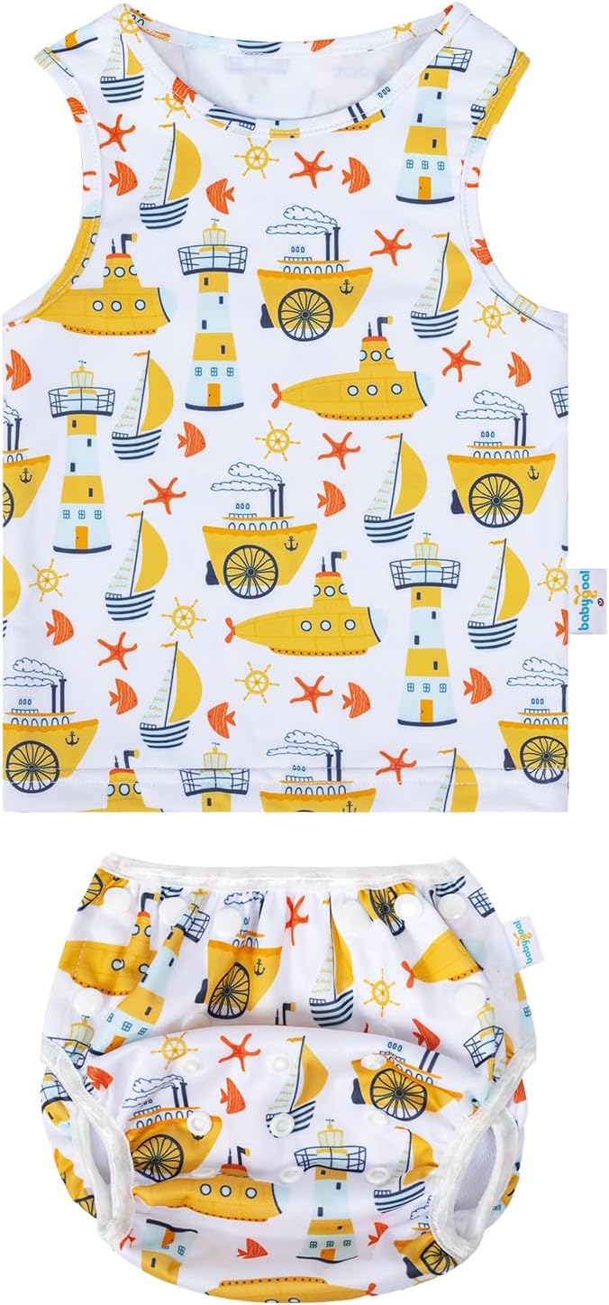 babygoal Baby Swimsuits with Swim Diaper 2Piece, Tankini Bathing Suit fit Infant