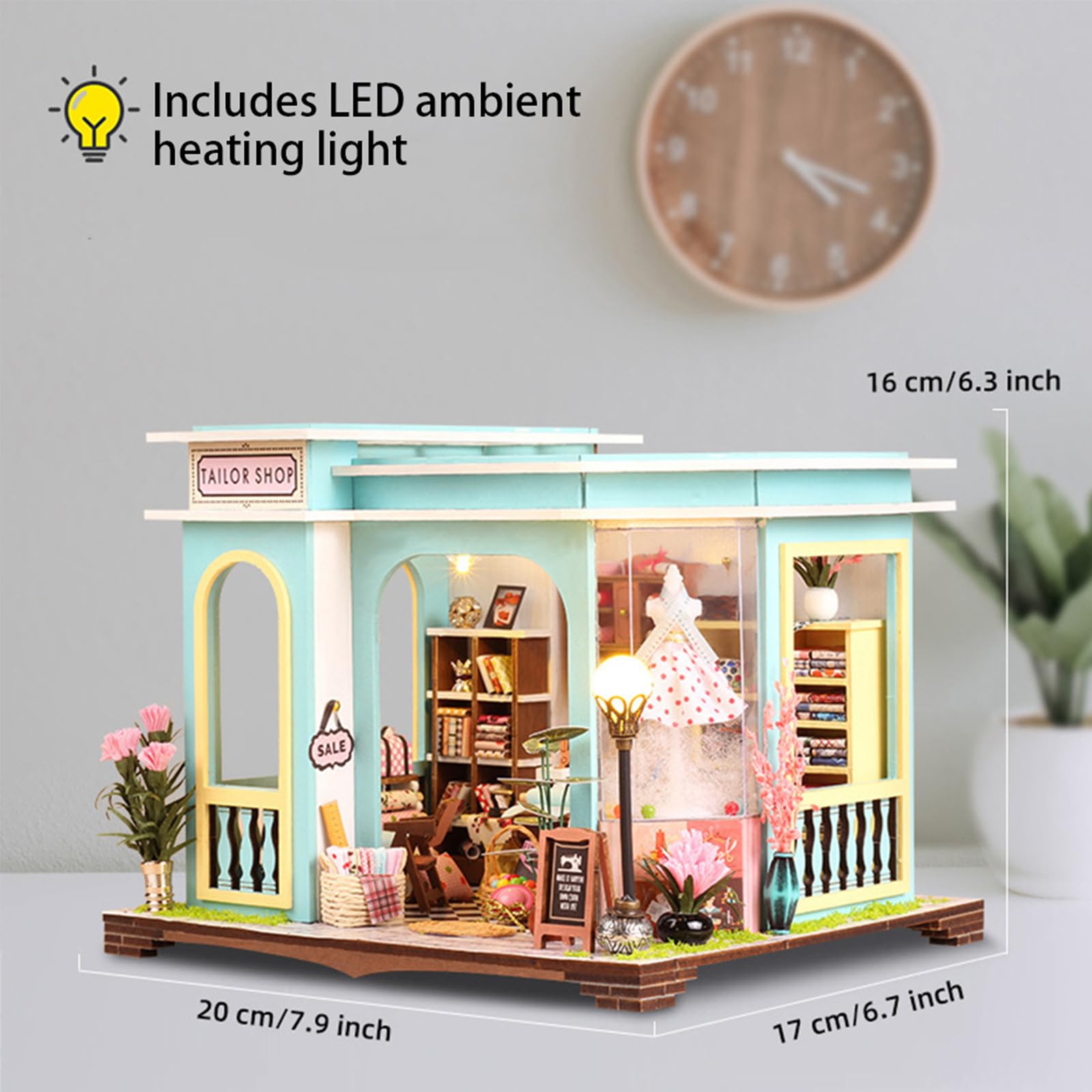 Kit fai da te per casa delle bambole in miniatura, kit fai da te in miniatura per adulti e adolescenti, mini kit di costruzione di case con mobili e LED, mini kit di modellini in legno 3D, regalo di