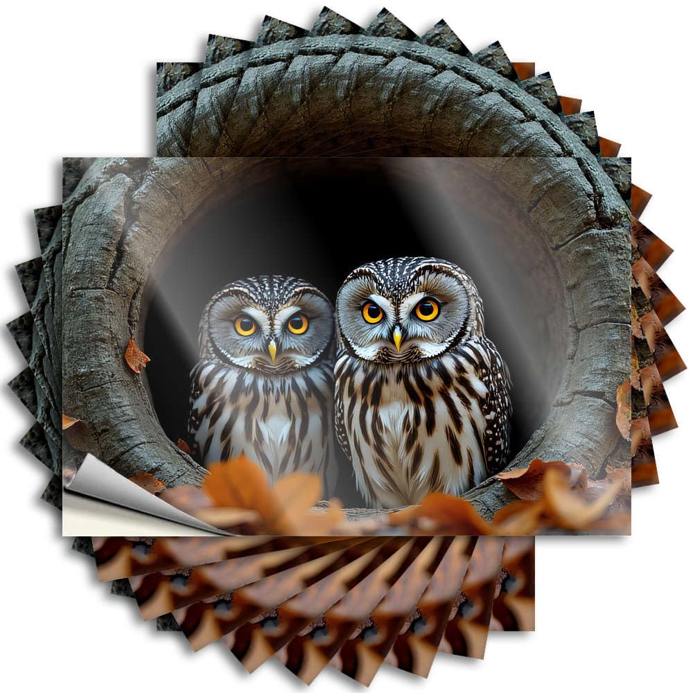 Two Owls Sitting in A Tree Hollow Feminist Decals | Core Waterproof Vinyl Garage Motorcycle Removable Decal Peel Stick(12X18CM)