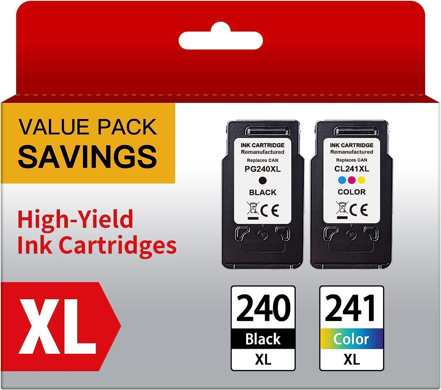 J2INK Remanufactured Ink Cartridge Replacement for Cannon 240xl and 241xl Ink Cartridge 240xl 241xl Combo Printer Ink 240 241 Pixma MG3620 (2 Pack)