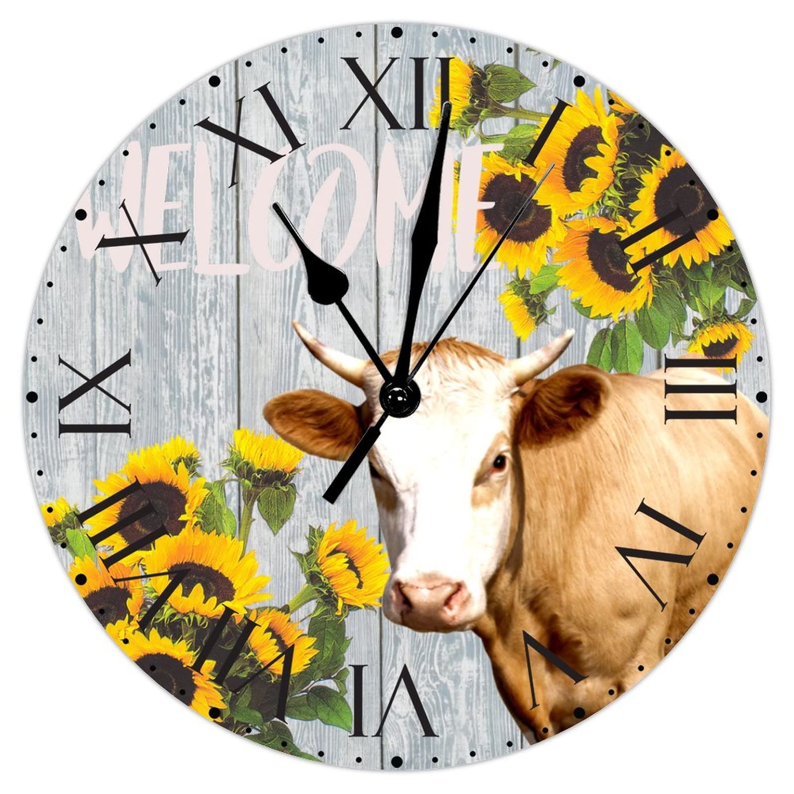 Horloge silencieuse sans tic-tac motif vache cuisine et bureau