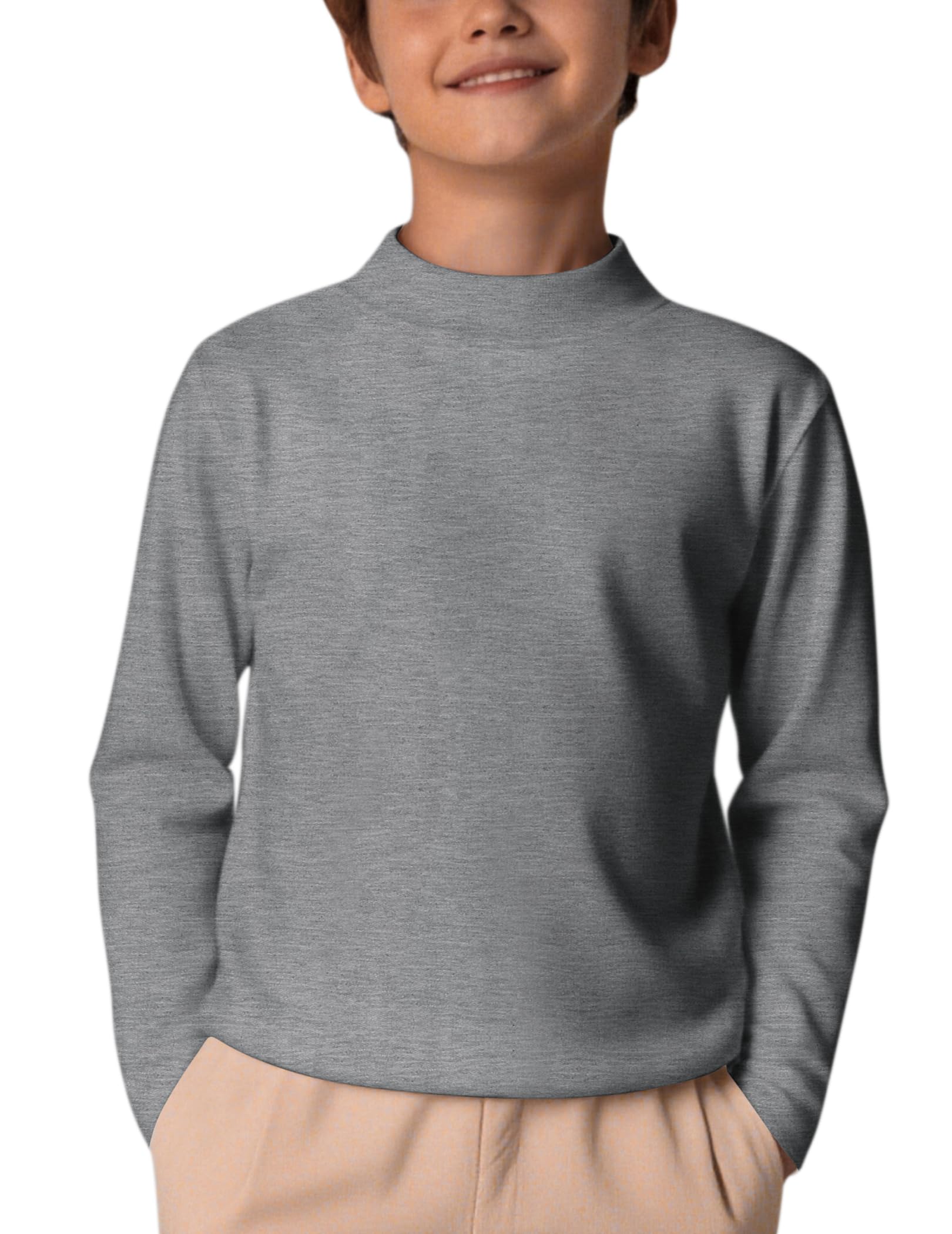 Arshiner Kinder Unterhemd Thermal Top Jungen Langarmshirt Oberteile Klassisch Unterziehshirt Slim Fit Tops Lässige Rollkragenpullover 5-12 Jahre