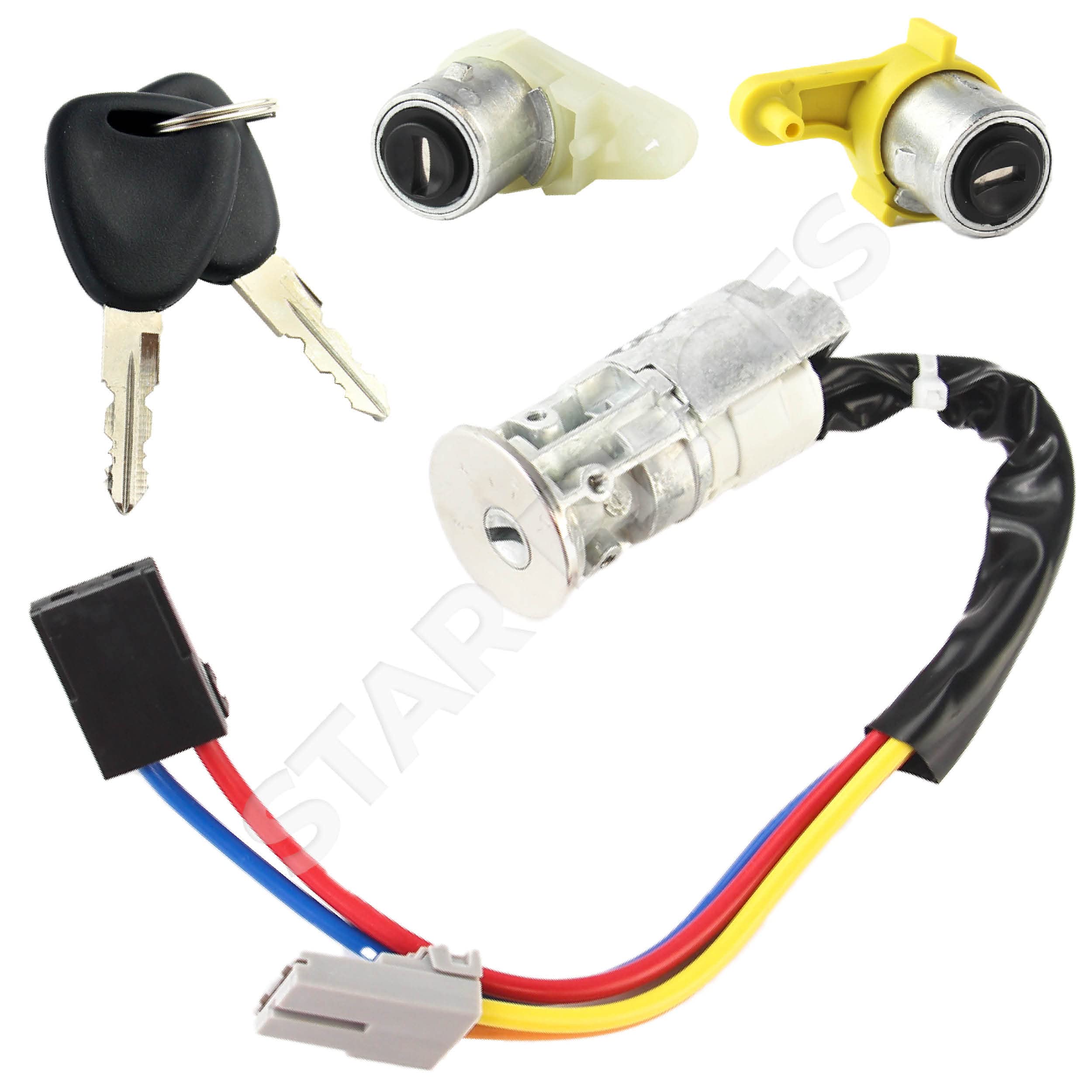 2 cerraduras puertas delanteras + antirrobo compatibles para Kangoo y Nissan Kubistar (1997-2009) con duplicado de llave | 7701470736