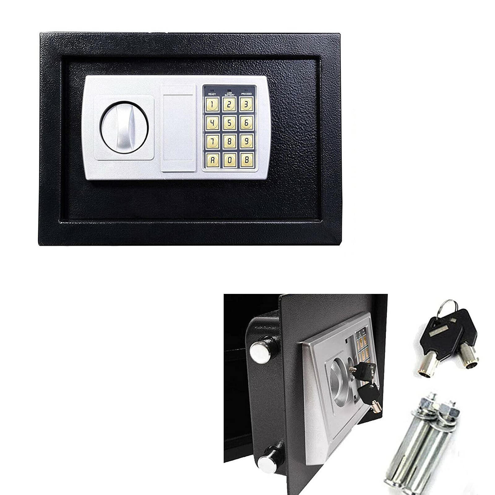 Cassaforte Elettronica Digitale, Impermeabile E Ignifuga, in Acciaio Massiccio con Tastiera Digitale, Ideale per La Sicurezza di Casa E Ufficio, Colore Grigio, capacità 1,Black-8.5L