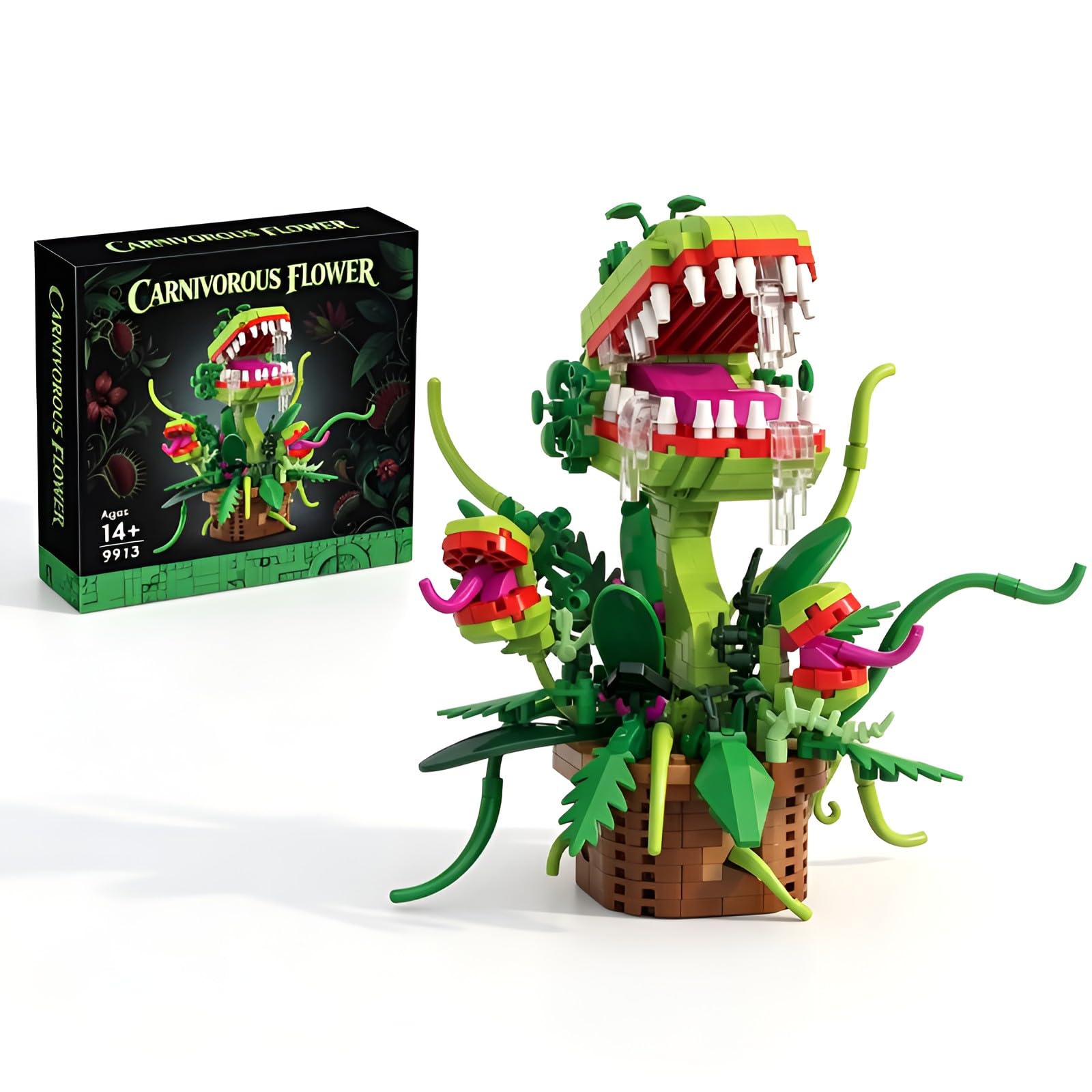 Carnivorous Flower Mini Building Set, Exotic Plant Model Halloween 650PCS