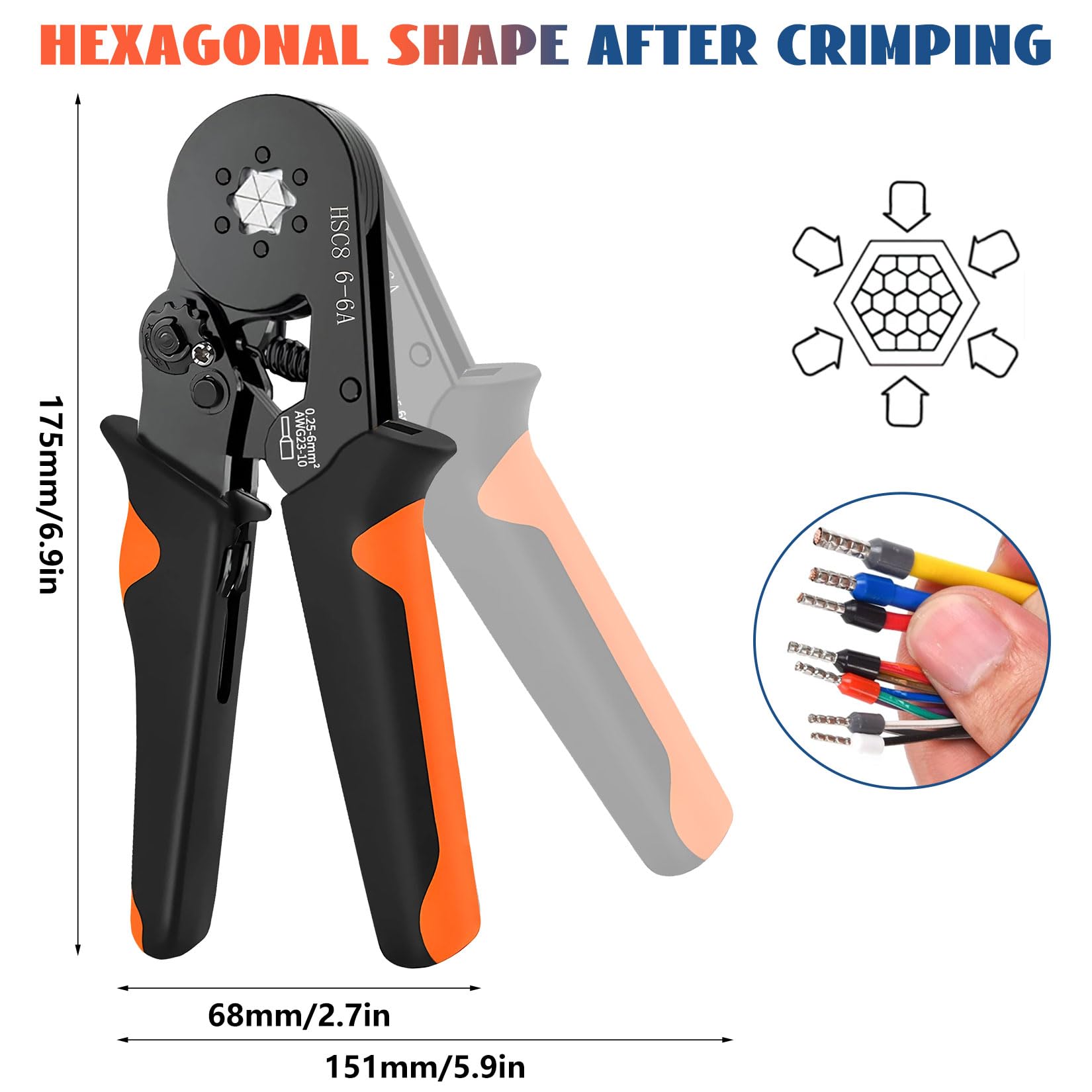 Idota Crimpadora 0.25-6mm² Terminales Electricos Hexagonales Punteras