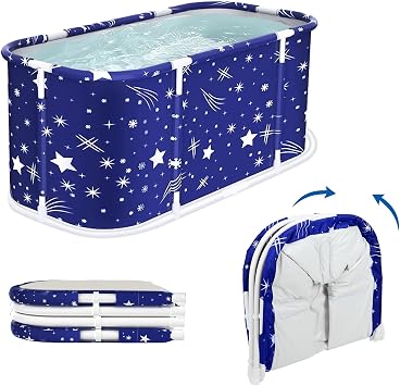 Portable Foldable Bathtub Adult, 115cm Large Folding Soaking Bathtub for Hot Shower and Ice Bath, Freestanding Collapsible Bath Tub for Adults