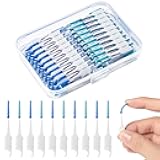250 Pieces Dental Floss Picks, Silicone Interdental Brushes with Case Dental Brushes Dental Picks Blue Tooth Floss Picks for Teeth Cleaning(Blue,Green)
