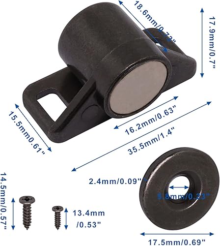 Miniatura 2 de Imanes para puerta de gabinete, paquete de 6 cierres magnéticos para puertas de gabinete, imanes de cajón para permanecer cerrado para armario de