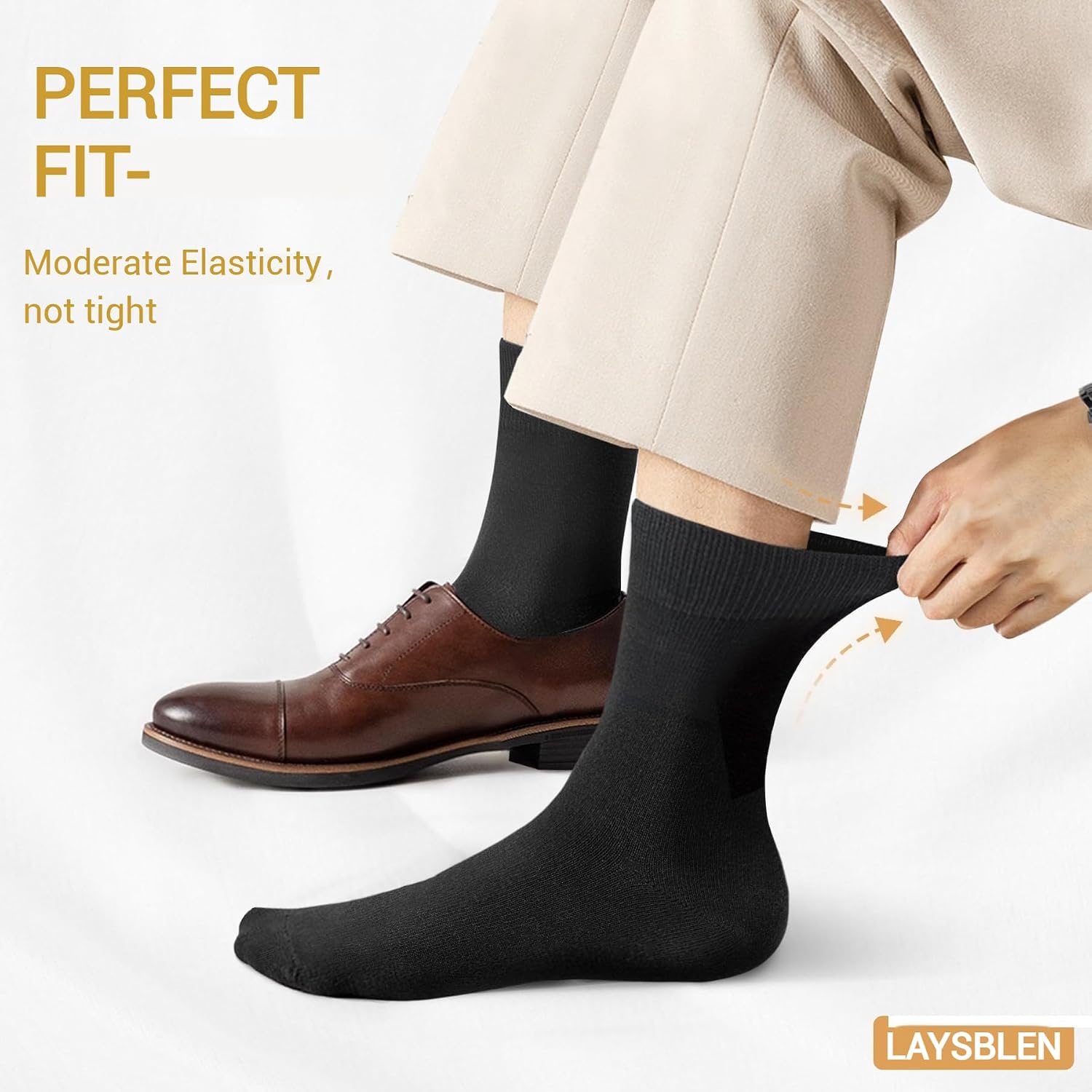 Men's dress socks 10 Pairs Classic Cotton Solid Premium Business crew Socks Office Soft Comfortable Black Socks 9-15