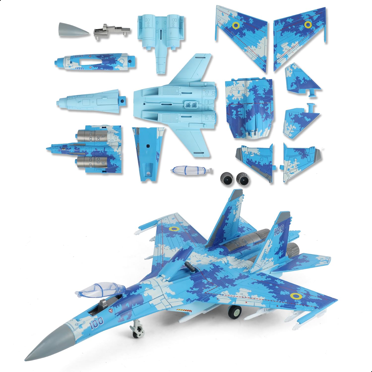 SEBUNAS 1:72 Scale SU-27 Flanker Fighter Jet Quick Assembly Model Kit | Plastic SU-27 Fun…