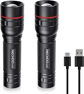 Rechargeable Flashlight, KOOPER Tactical Flashlight 2000 Lumens, Super Bright LED Flashlight with Adjustable Brightness & 3 Modes, Waterproof Mini Flashlight for Camping Hiking Emergency (2 Pack)