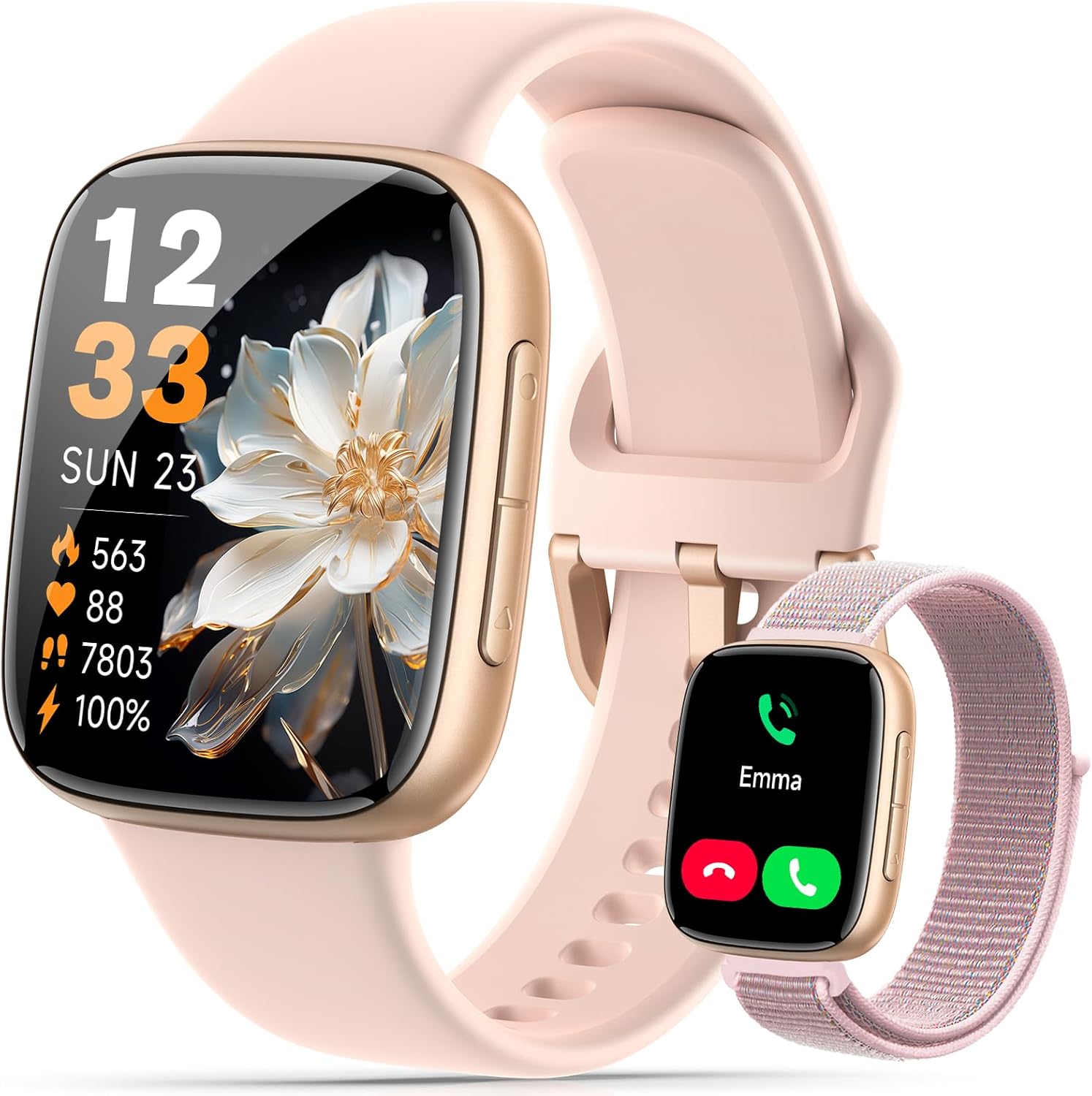 Smart Watches for Women for iPhone & Android Phones, 1.85" AMOLED Smart Watch with Heart Rate/ SpO2/ Sleep Monitor, 3ATM Waterproof, Calls & Messages, 120+ Sports Modes Fitness Watch, Dynamic Dials