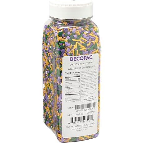 DECOPAC Mardi Gras Deluxe Fusion Mix Candy Sprinkles 26oz