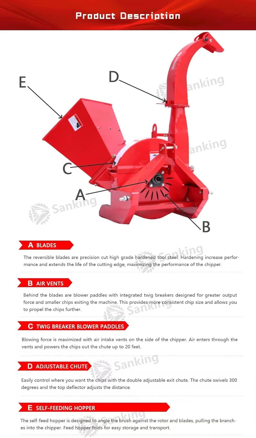 Generic PTO Wood Chipper 3 Point Shredder Mulcher Tractor Attachment Farm Equipment