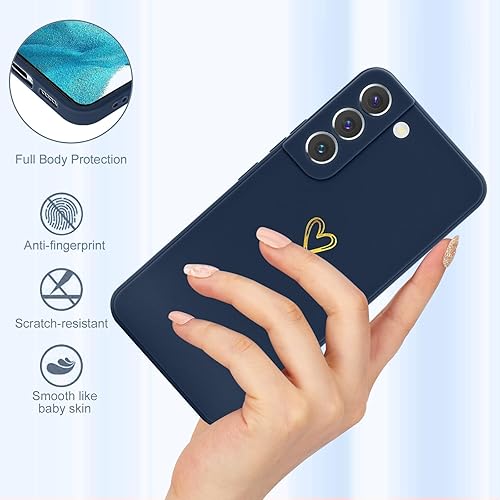 Miniatura 3 de Funda para Samsung Galaxy S22, bonita funda delgada a prueba de golpes con soporte de carga inalámbrica y protección, azul marino