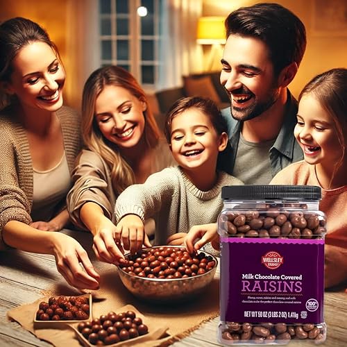 Miniatura 5 de Wellsley Farms Pasas cubiertas de chocolate con leche 50 Oz