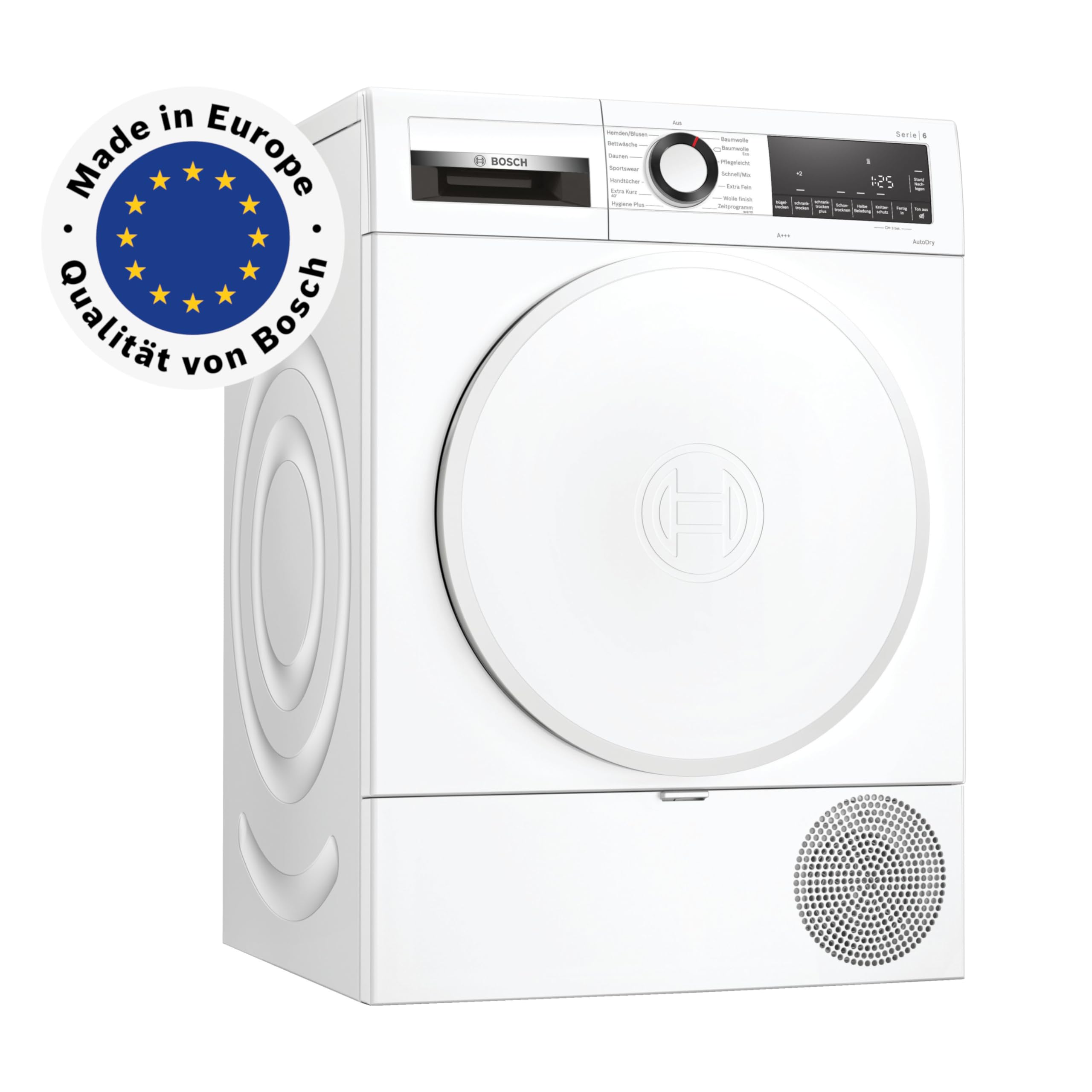Bosch Wärmepumpentrockner für 8 kg Wäsche, Serie 6, A+++, 176 kWh/Jahr, Auto Dry, Anti Vibration-Design, Sensitive Drying-System, Umweltfreundliches Kühlmittel, Weiß, WQG233D20