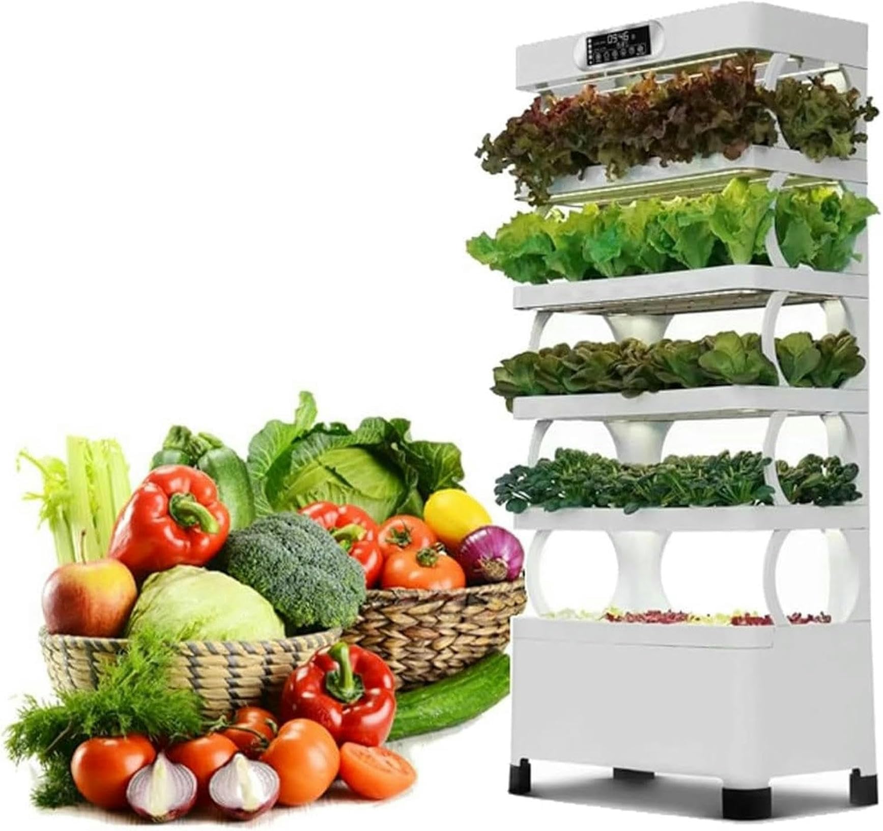 Hydroponics Growing System Tower Indoor Herb Garden Kit with Grow Light | Smart Garden for Home Kitchen Windowsill | Vegetable Gardening Starter, White 0828