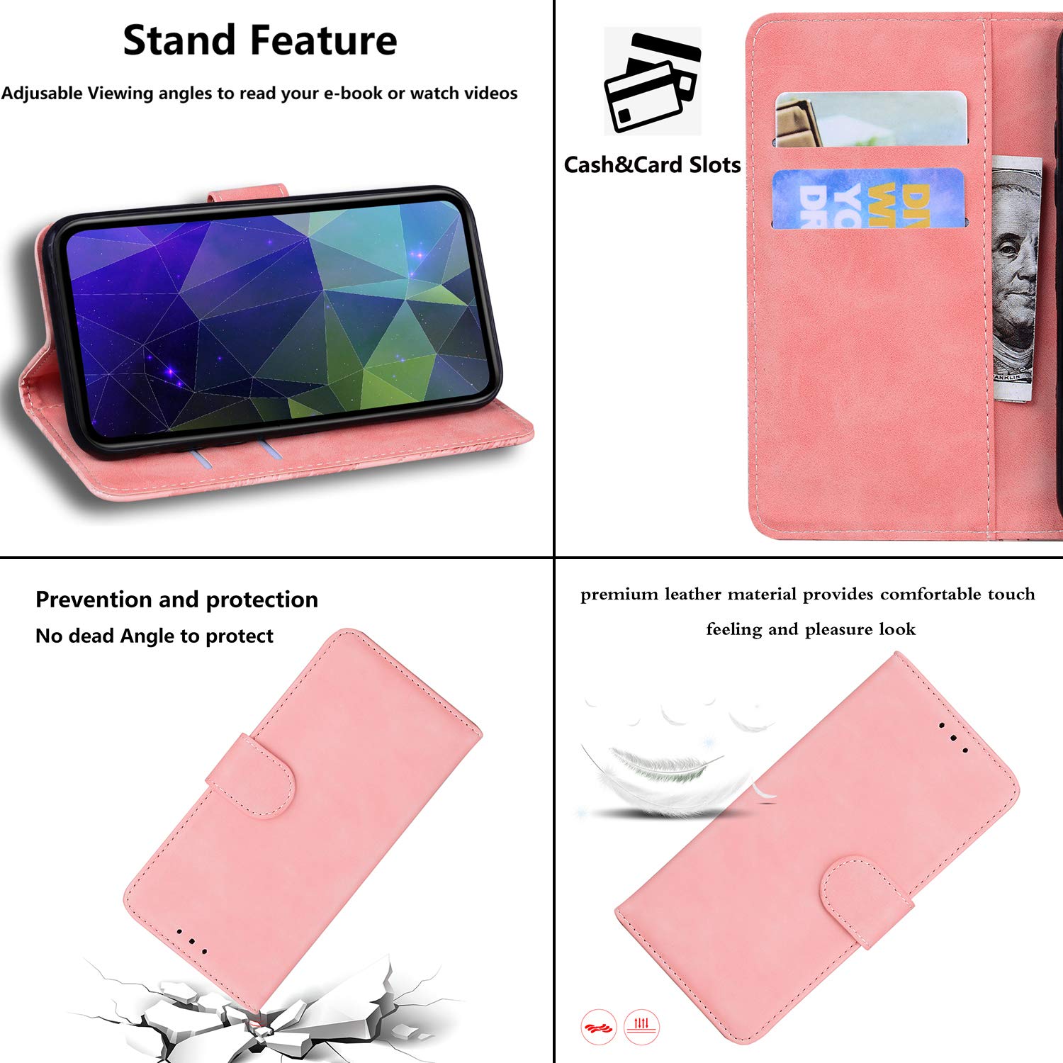 Custodia Portafoglio In Pelle PU Per Nokia C10/C20 - Con Slot Carte E Funzione Stand, Nero