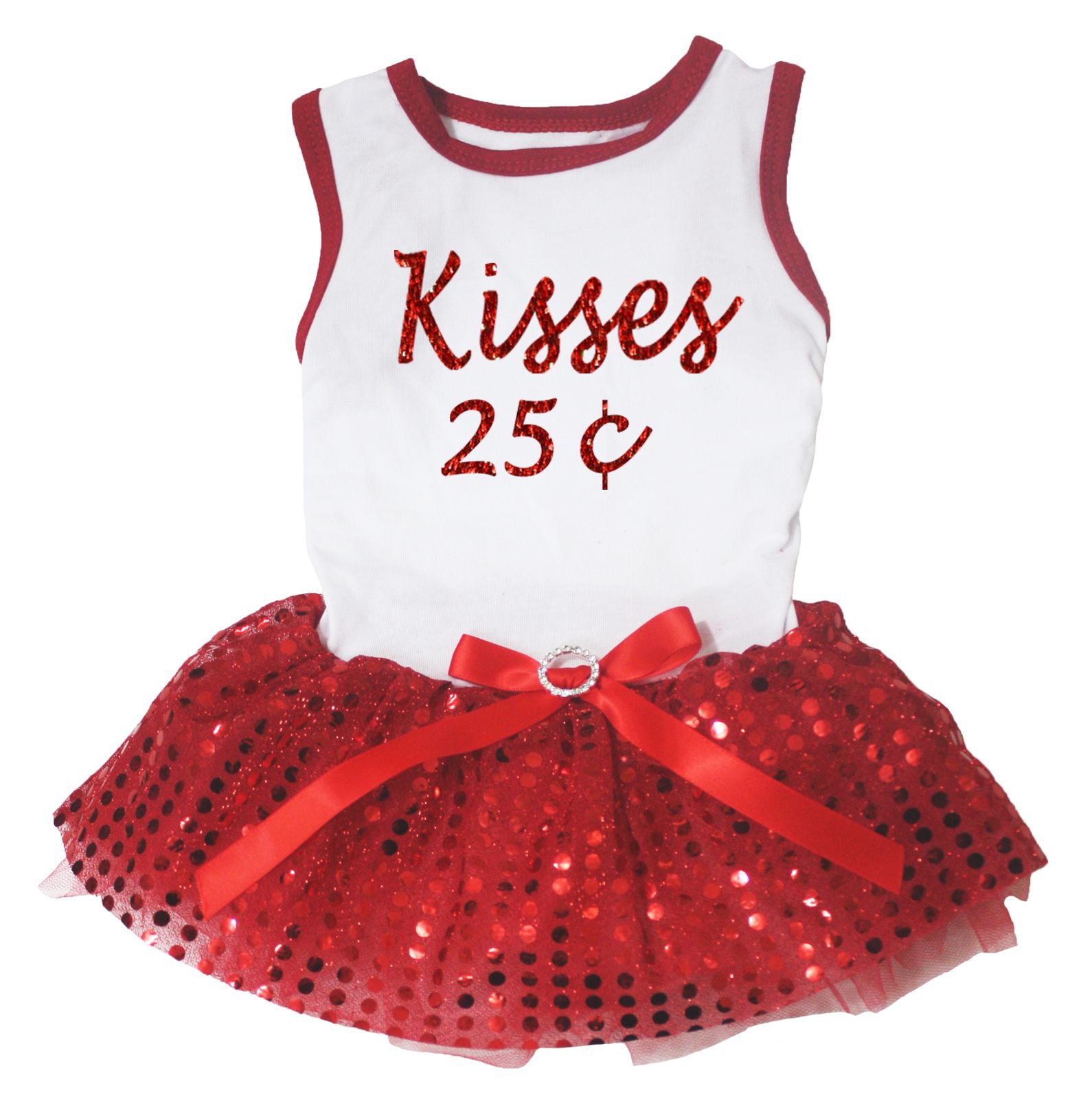 Chiot vêtements pour chien style robe à paillettes avec jupe tutu rouge