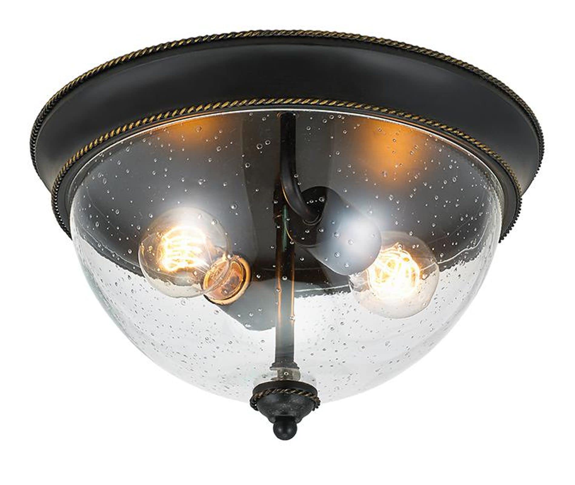 Photo 1 of 2-Light 13 in. Bronze Flush Mount Ceiling Light
