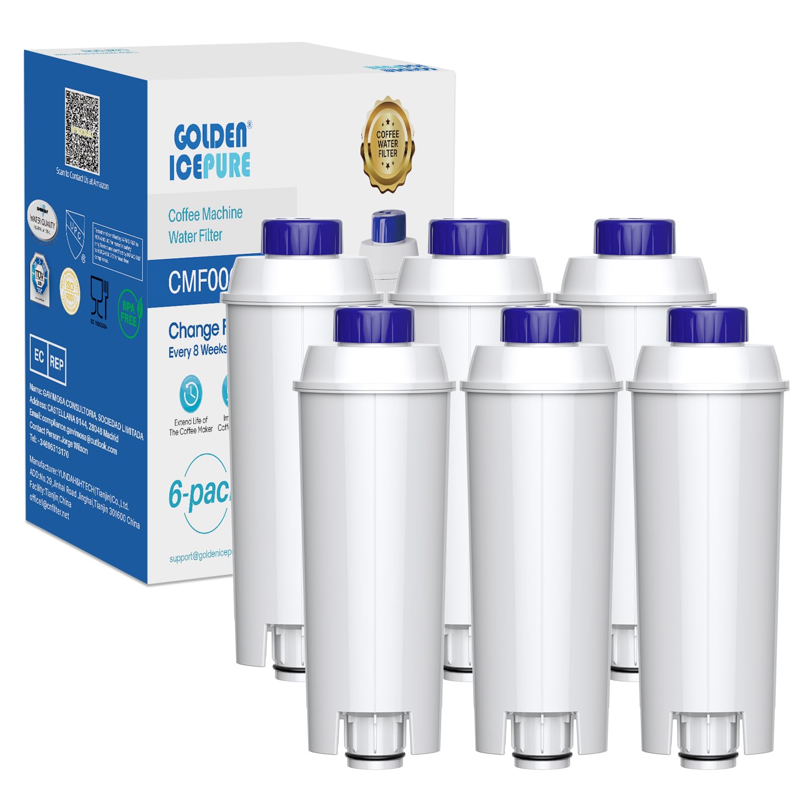 GOLDEN ICEPURE Kaffeefilter Kompatibel mit DeLonghi DLSC002, SER3017 & 5513292811