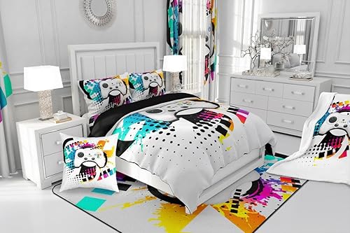 Vista 60 de Juego de ropa de cama de tractor tamaño matrimonial, juego de edredón de camión de equipo, edredón de plumón de excavadora de construcción, juego