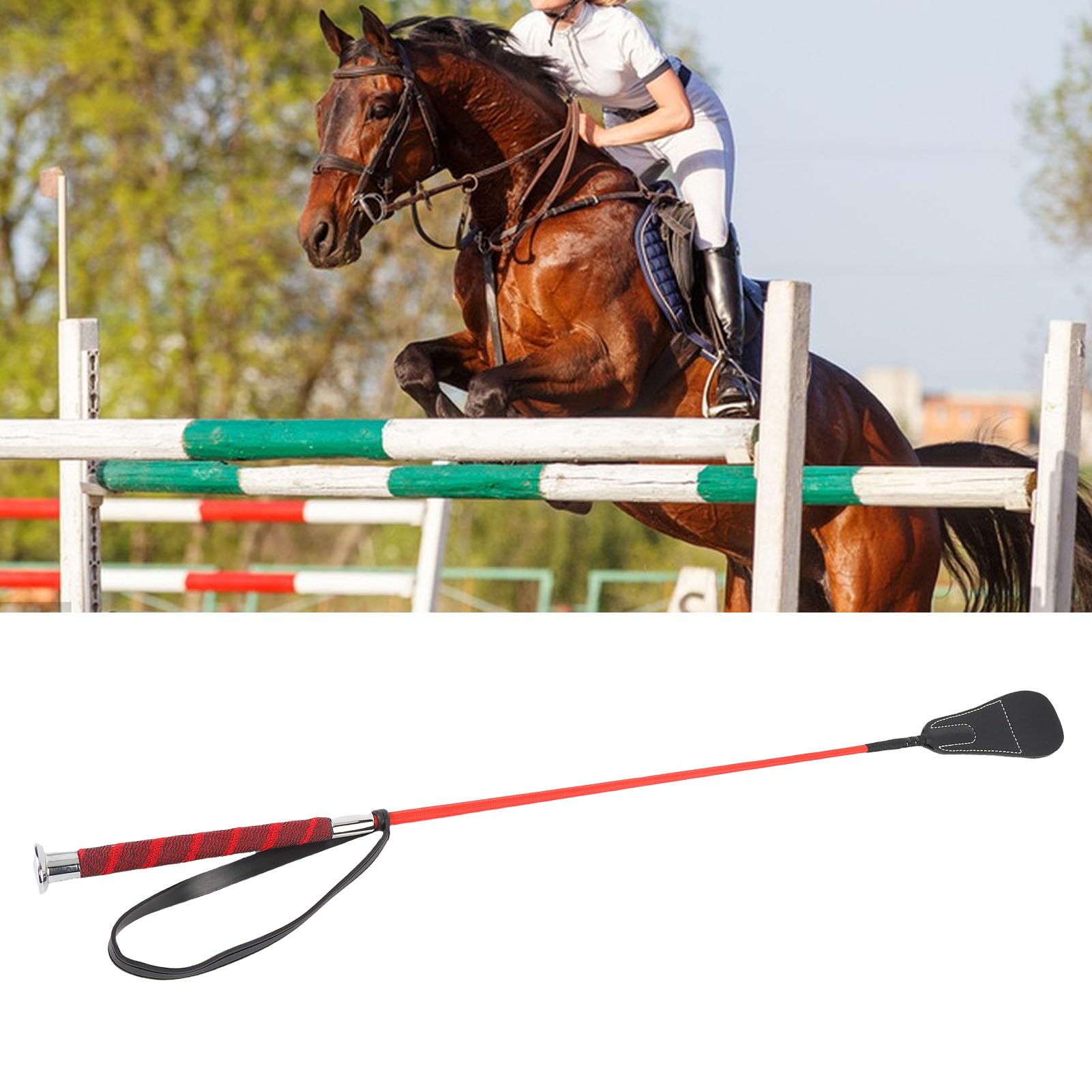 Asixxsix Coltura in Equitazione, Whip a Cavallo da 26,8 Pollici con Palmo del Cinturino da Polso in Gomma, Frusta di Equitazione Equina a Cavallo Non Slip, Attrezzatura Equestre per Gli