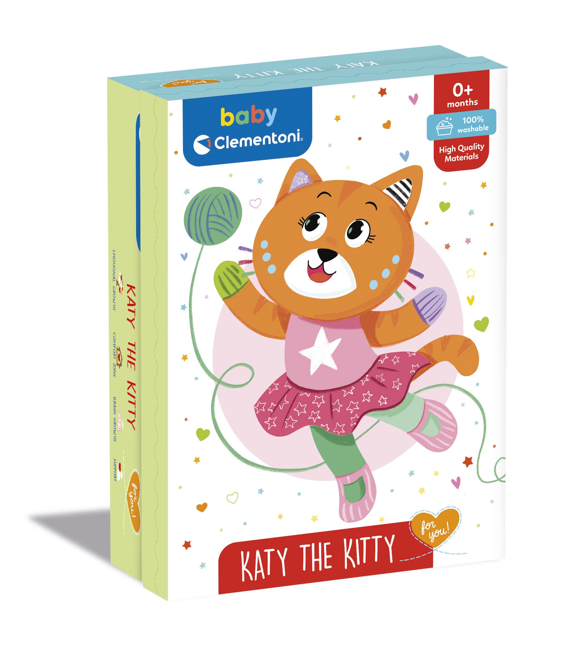 Clementoni - 17420 - Peluche Chat - Katy The Kitty - Plush, Bébé 0 Mois, Cadeau Naissance, Jouet D'Éveil Éducatif, Bébé Jouet, Jeu Premier Age, 100