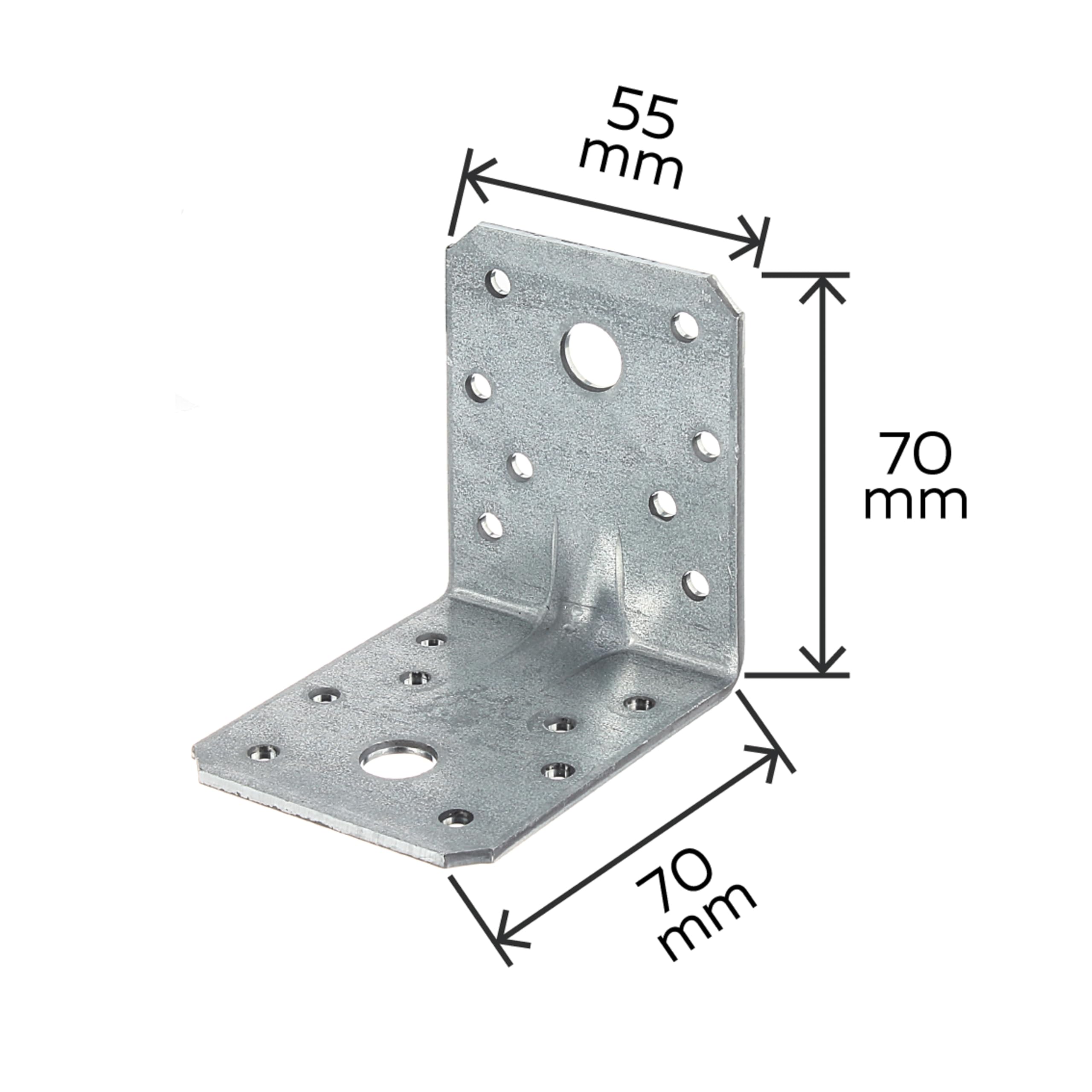 Alberts 846534 Schwerlast-Winkelverbinder mit Sicke | sendzimirverzinkt | 70 x 70 x 55 mm | 48er Set