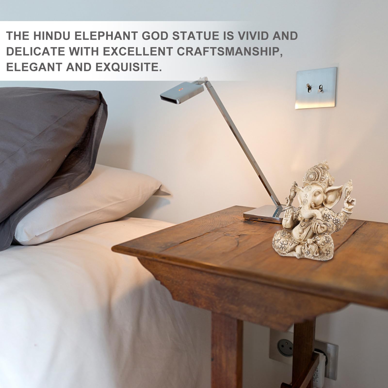 Angoily - Statuetta elefante Statua Buddha Scultura India Ganesh Ganpati Modello Tavolo Ufficio Fortunato Ricchezza Arte Figura per la Casa