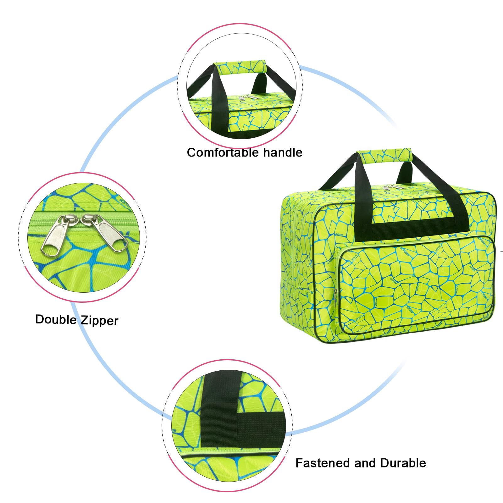 Haroranax Sewing Machine Carrying Case?Sewing Machine Carrying Case Tote Bag?Universal Tote Storage Bag with Pockets and Handles, Suitable for Most Standard Singer, Janome (GREEN)