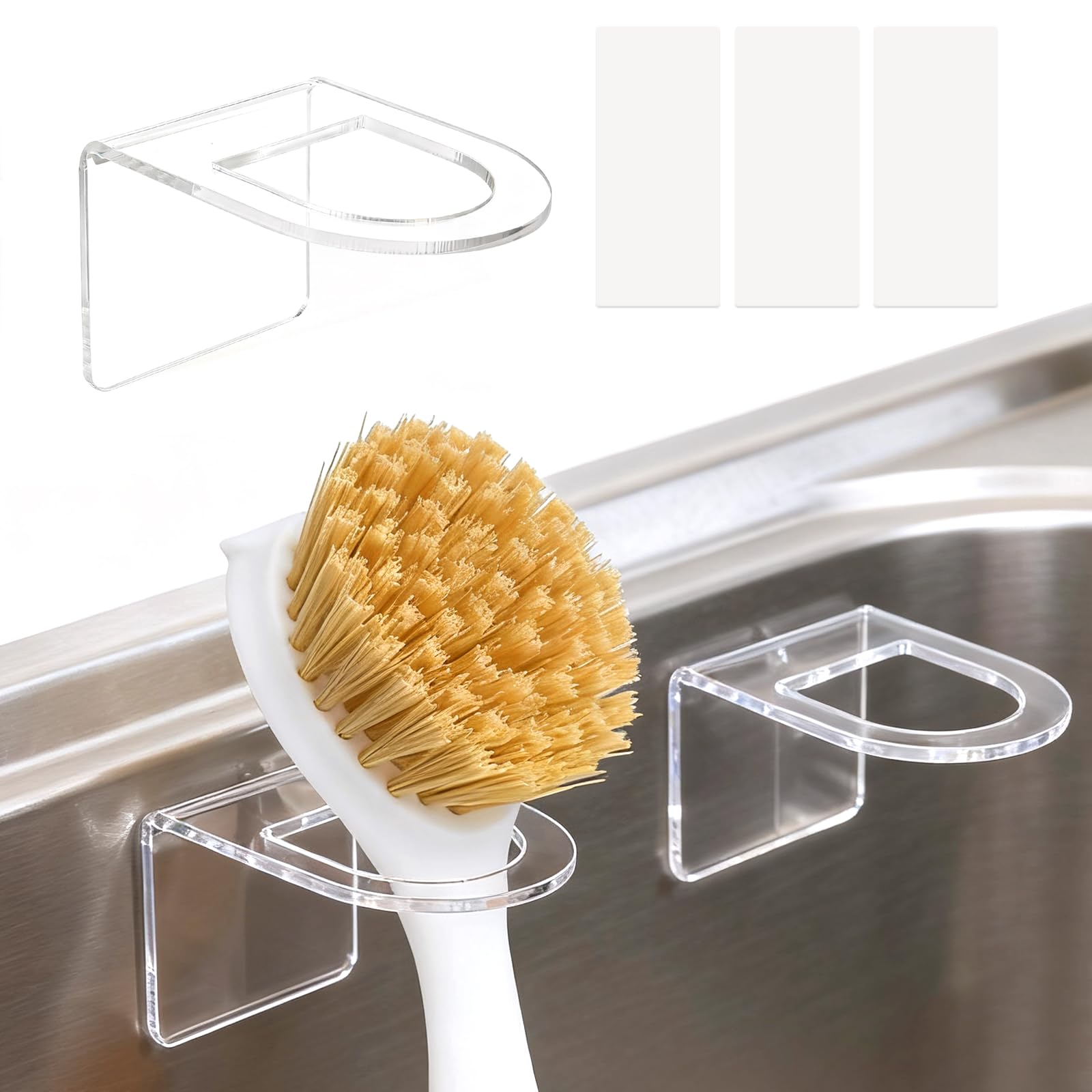 HUIKANGSHENG Kitchen Sink Dish Brush Holder No Drill Universal Dishwand Scrub Brush Caddy Sturdy Sink Organizer for Various