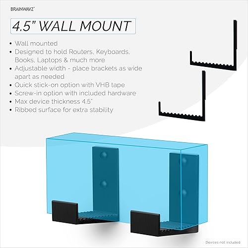 Miniatura 2 de Soporte de pared para caja de cables de 4.5 pulgadas, adhesivo y atornillado, para enrutadores, portátiles, módem, WiFi de malla, Apple TV,