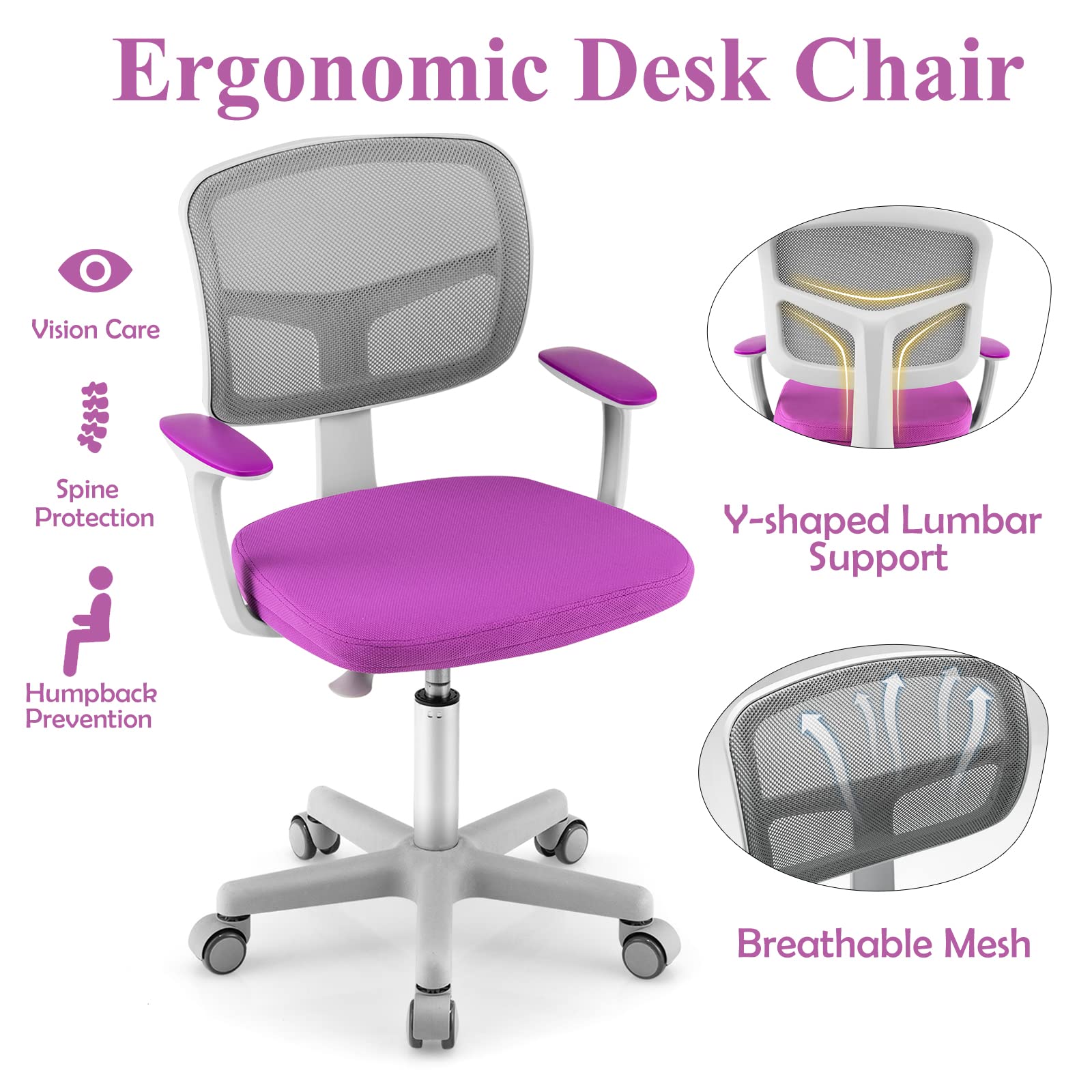 Kinder Schreibtischstuhl Höhenverstellbar - Ergonomischer Drehstuhl Für Kinderzimmer