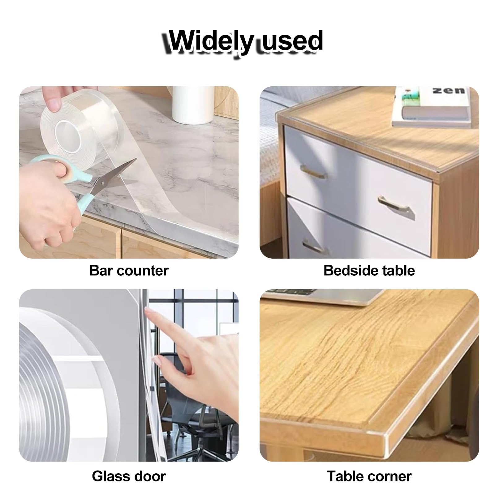 Möbel-Eckenschutz, Transparenter PVC-Kantenschutz, selbstklebend, 3–20 m, for Glas-Schreibtischschrank, Arbeitsplattenregal(W:2cm/0.8in,20m/65.6ft)