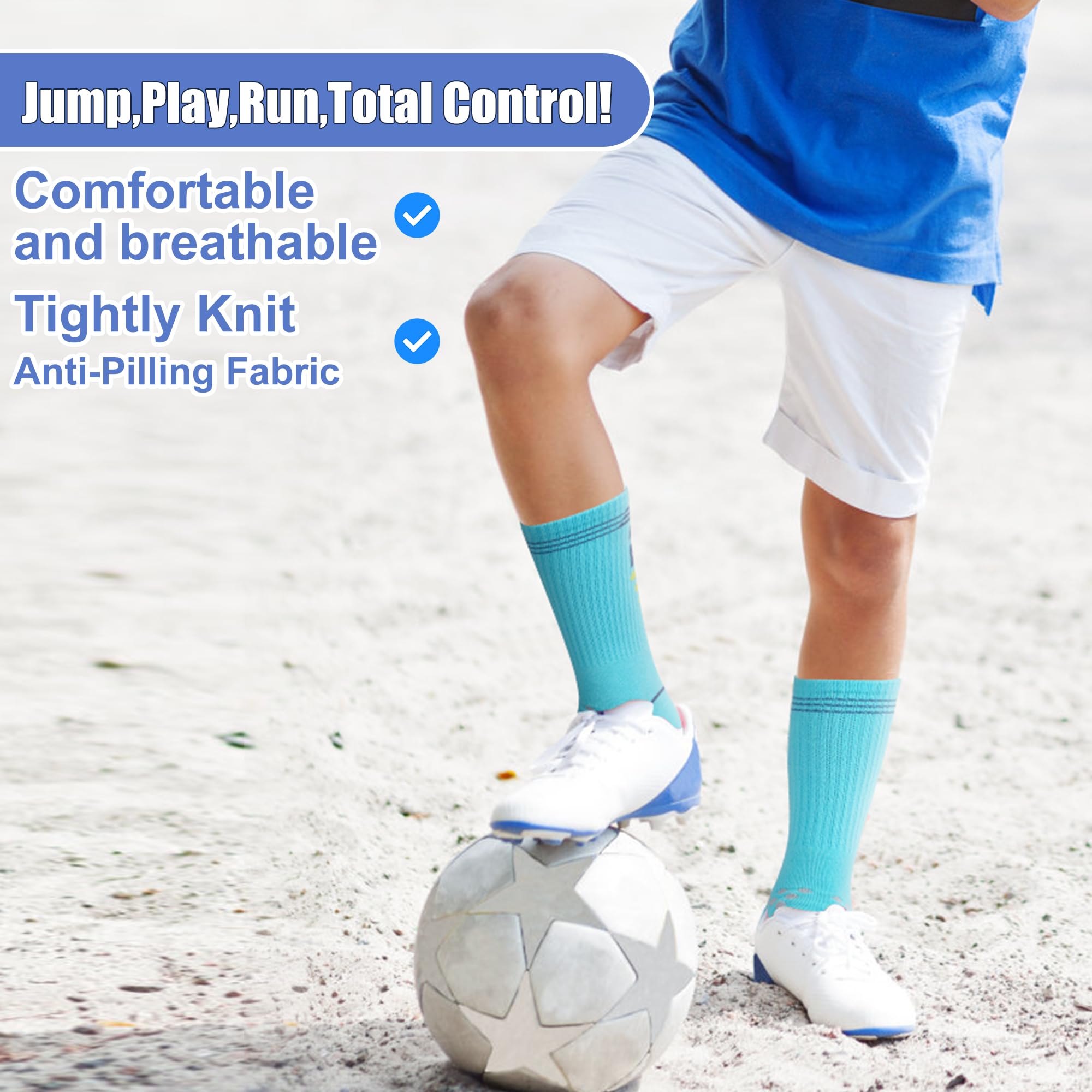 GRPSKCOS Lot de 6 paires de chaussettes de sport en coton pour enfants, chaussettes confortables pour garçons et filles de 5 à 14 ans