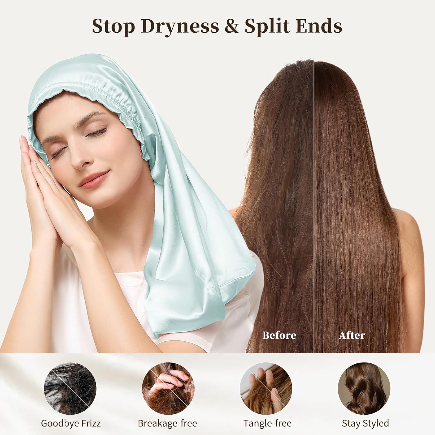 THXSILK Mulberry Silk Bonnet for Women Hair Bonnet with Elastic Band Soft Sleep Caps for Women - Image 4