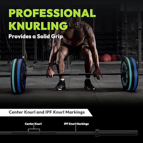 Miniatura 5 de Barra olímpica, barra de peso de 2 pulgadas para prensa de banco, barra olímpica de 7 pies/6.5 pies, alta capacidad de 1000 libras/1500 libras,